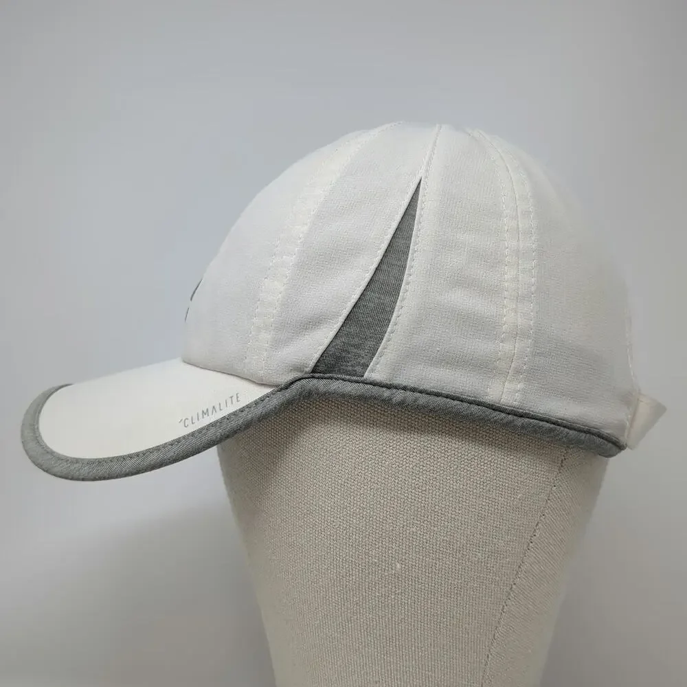 Adidas Baseball Cap White Gray One Size Climalite Strapback Curved Brim Hat